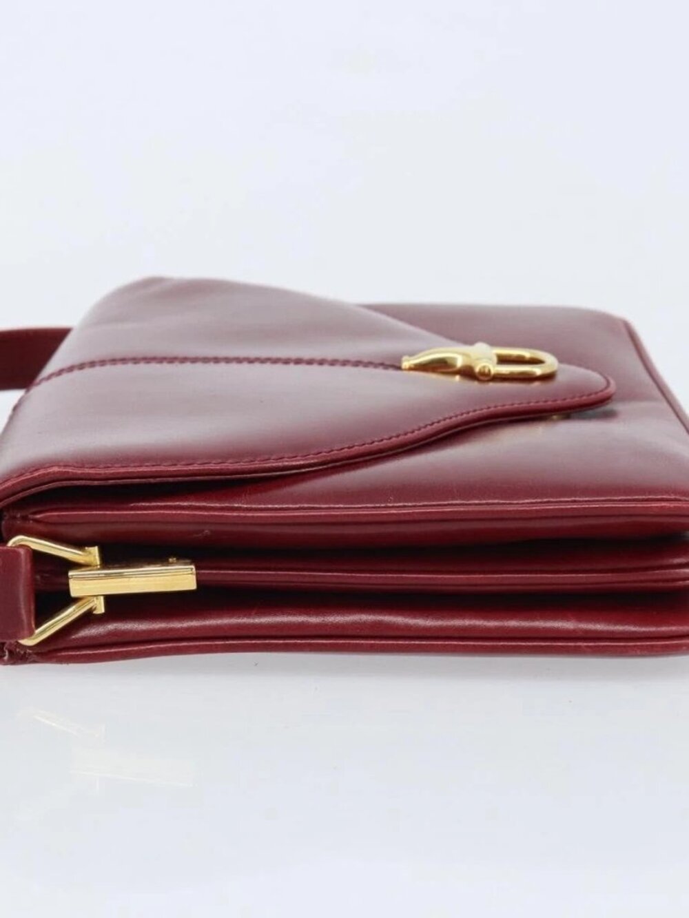 GUCCI Horsebit Shoulder Bag Leather Red Gold Auth ep13642 - Picture 5 of 15